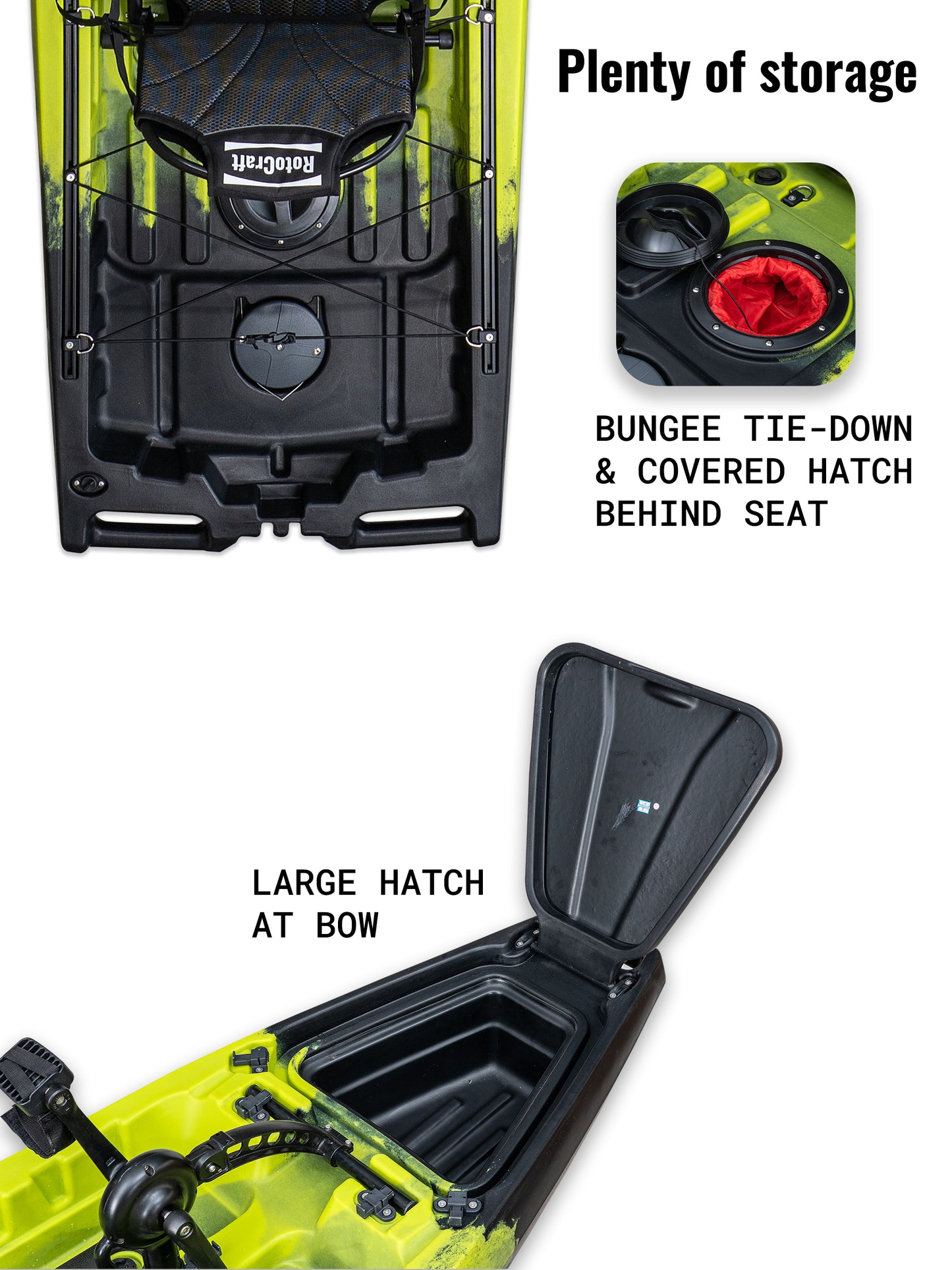RotoCraft 14 foot Pro Tandem Pedal Kayak, with lots of storage, gecko green