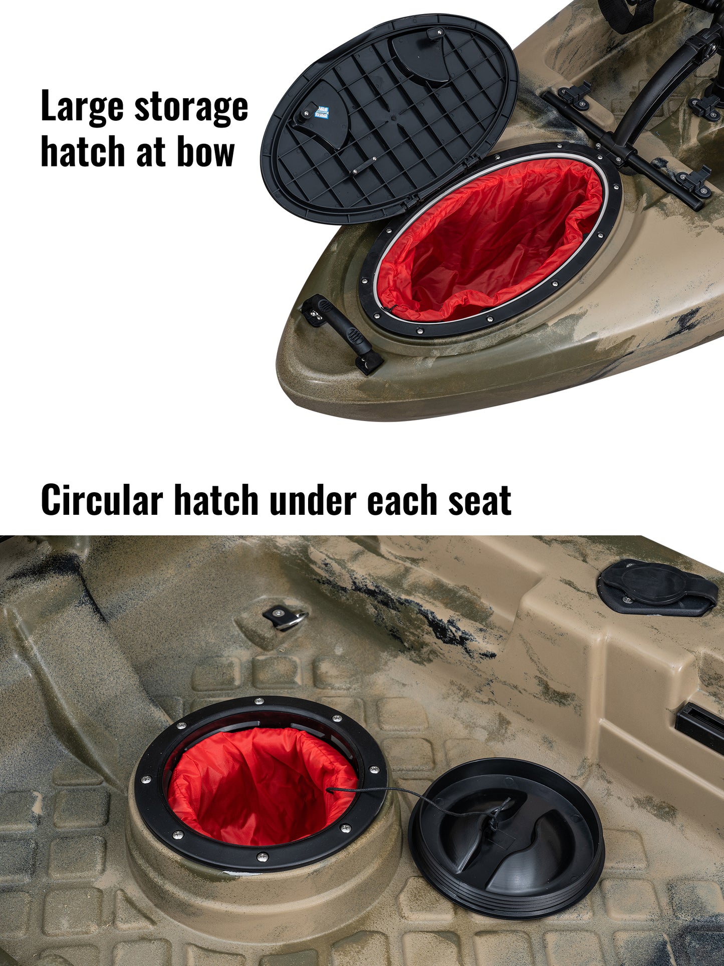 RotoCraft 14 foot Tandem Pedal Kayak with storage hatches- camouflage