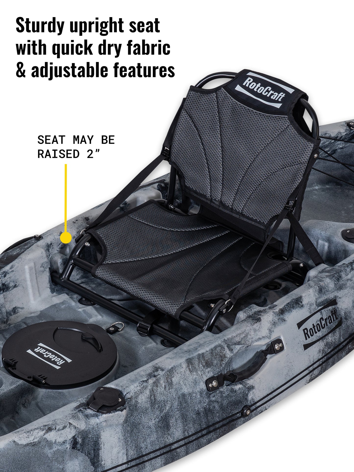 RotoCraft 9 foot single kayak, upright seat- granite grey with black accent