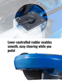 RotoCraft 10 foot single pedal drive kayak, hand control rudder - oceana blue and white