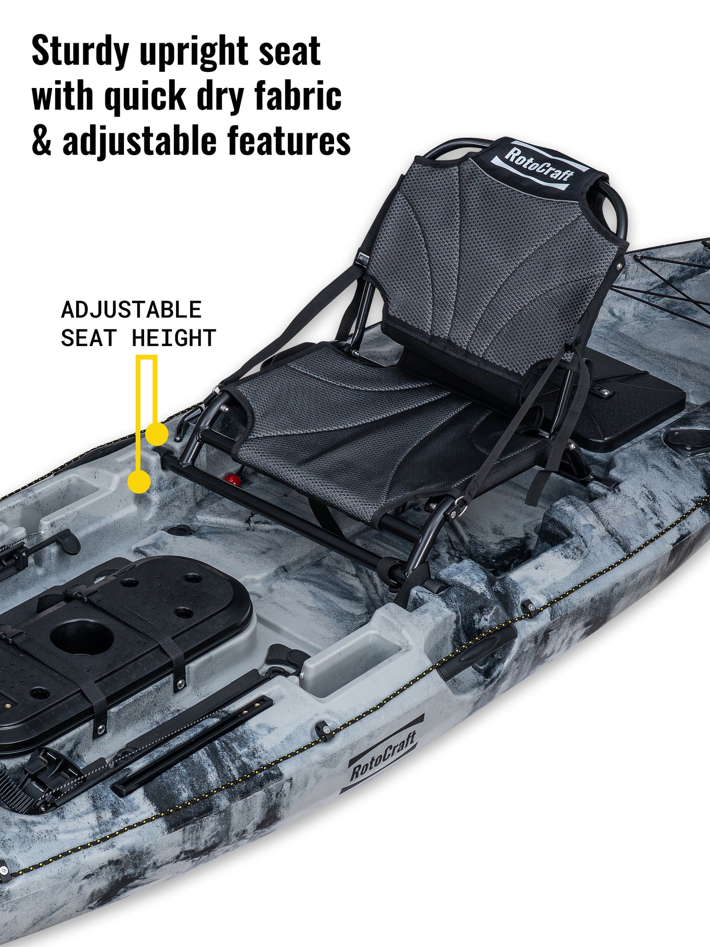 RotoCraft 11 foot single kayak, upright seat - granite grey with black accent
