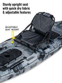 RotoCraft 11 foot single kayak, upright seat - granite grey with black accent