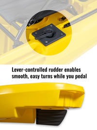 RotoCraft 12 foot Pro Single Pedal Kayak, hand rudder control - solar