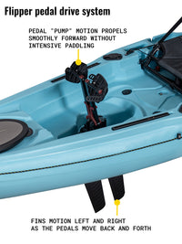 RotoCraft 12 foot single pedal flipper drive kayak, flipper pedal - glacier