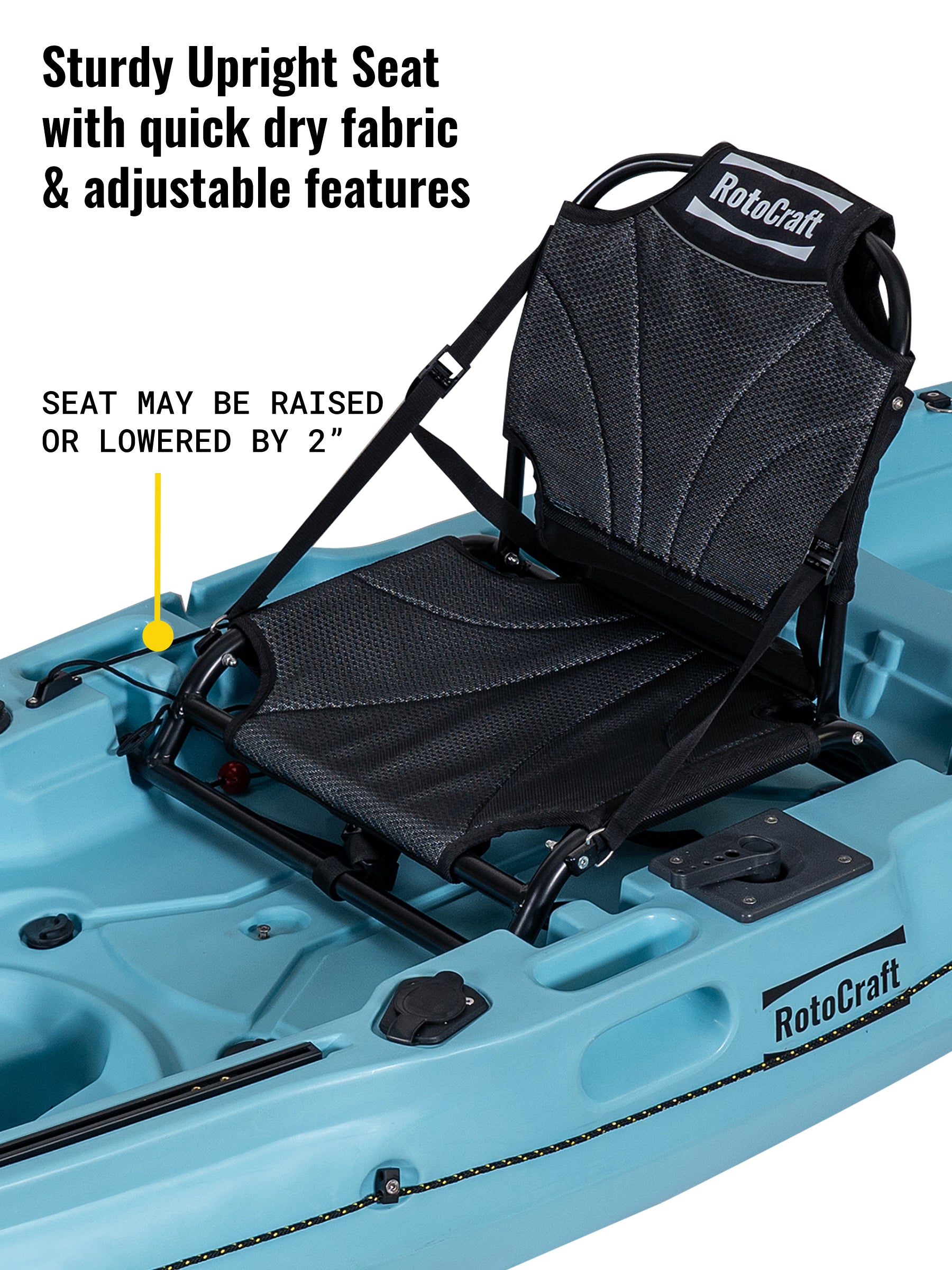 RotoCraft 12 foot single pedal flipper drive kayak, upright seat - glacier blue