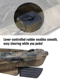 RotoCraft 12 foot Single Pedal Kayak, hand rudder control - camouflage