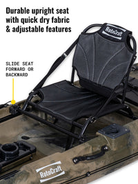 RotoCraft 12 foot Single Pedal Kayak, upright seat - camouflage