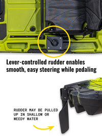 RotoCraft 12 foot Single Pedal or Flipper Kayak, rudder- gecko