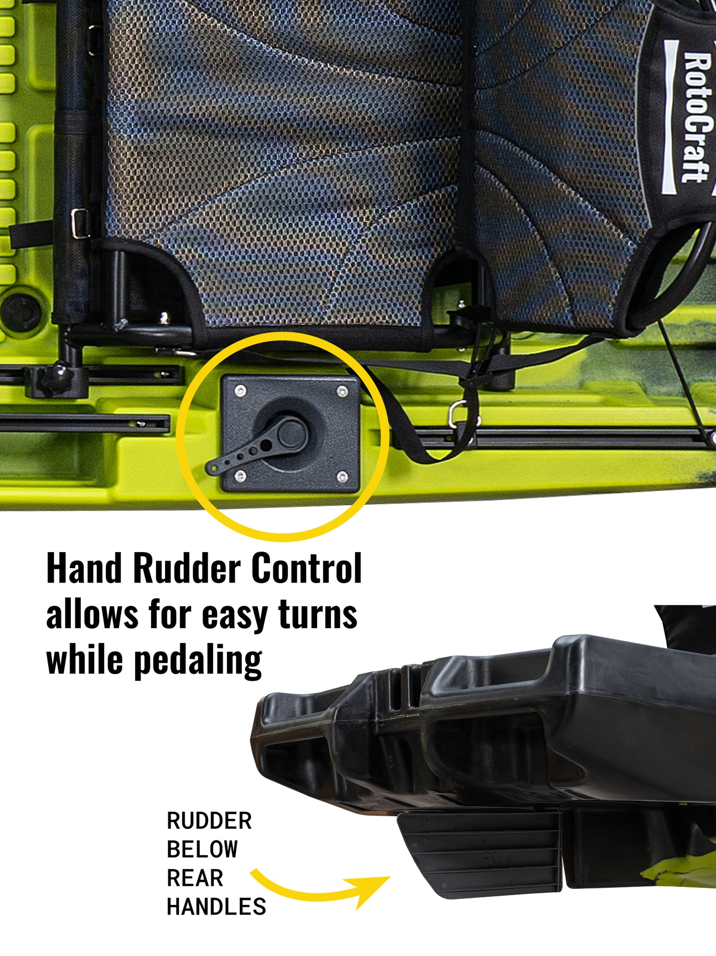 RotoCraft 14 foot Pro Tandem Pedal Kayak, with hand rudder control- gecko