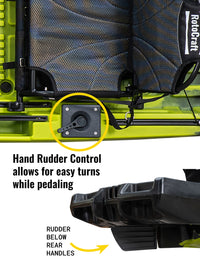 RotoCraft 14 foot Pro Tandem Pedal Kayak, with hand rudder control- gecko