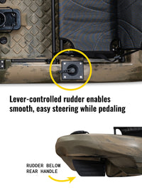 RotoCraft 14 foot Tandem Pedal Kayak with rudder control - camouflage