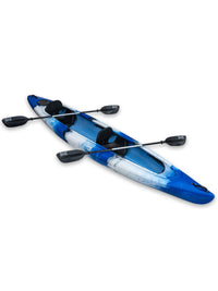 RotoCraft 14 foot tandem sit-in kayak, angle view with paddles - oceana