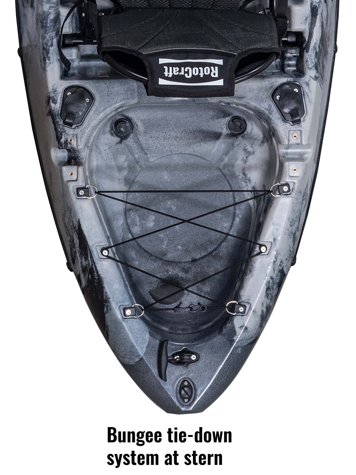 RotoCraft 9 foot single kayak, bungee tie-down system - granite grey with black accent